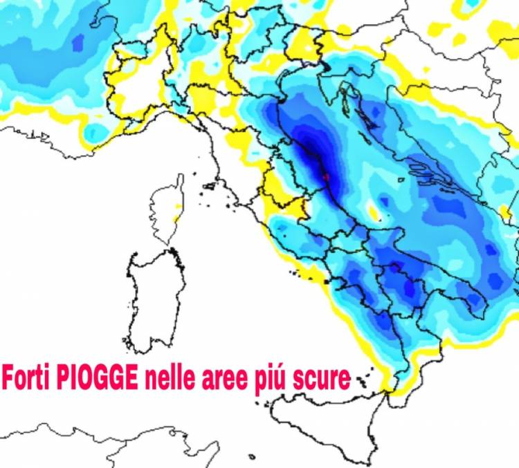 Precipitazioni via via meno intense, l'anticiclone assorbe l'instabilità.